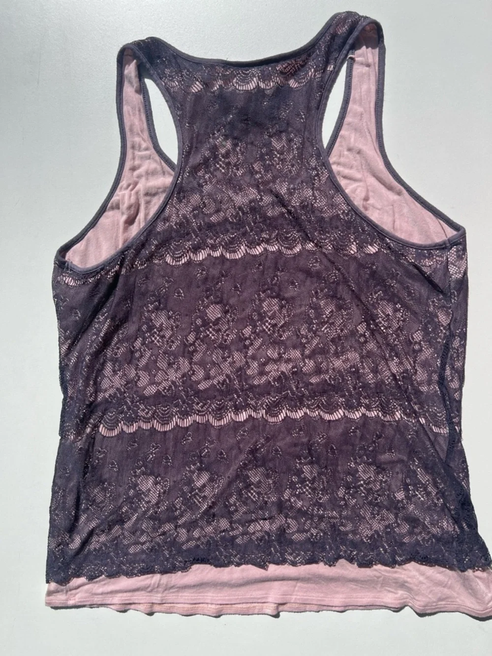 Layered Lace Racerback Tank - Pink & Purple - Picture 6 of 9